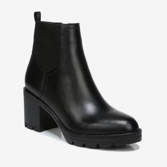 Naturalizer $149 Verney Leather Black Bootie Block Rubber Heel Shoes Size 11 New - Picture 1 of 11